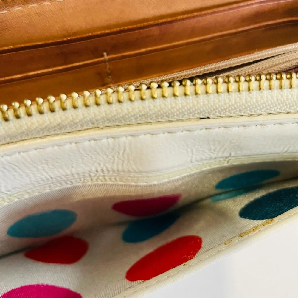 Kate Spade Bone Patent Leather Zip Around Wallet